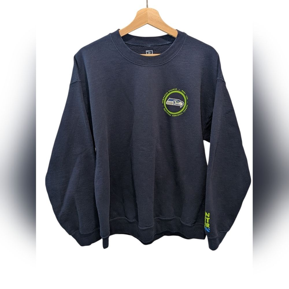 Seattle Seahawks Season Ticket Holder Sweatshirt L Navy Blue NFL Super Bowl LIX